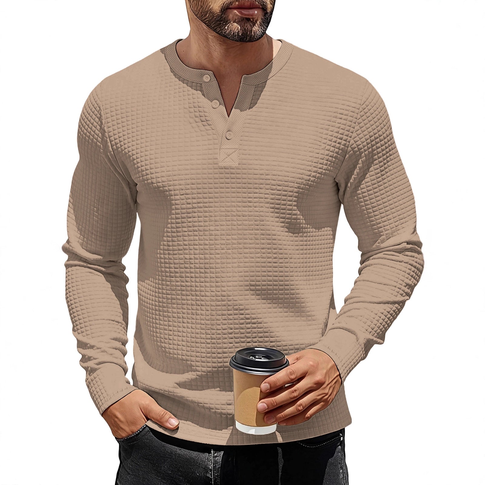 Herren Langarm-Sweatshirt mit Jacquard-Muster