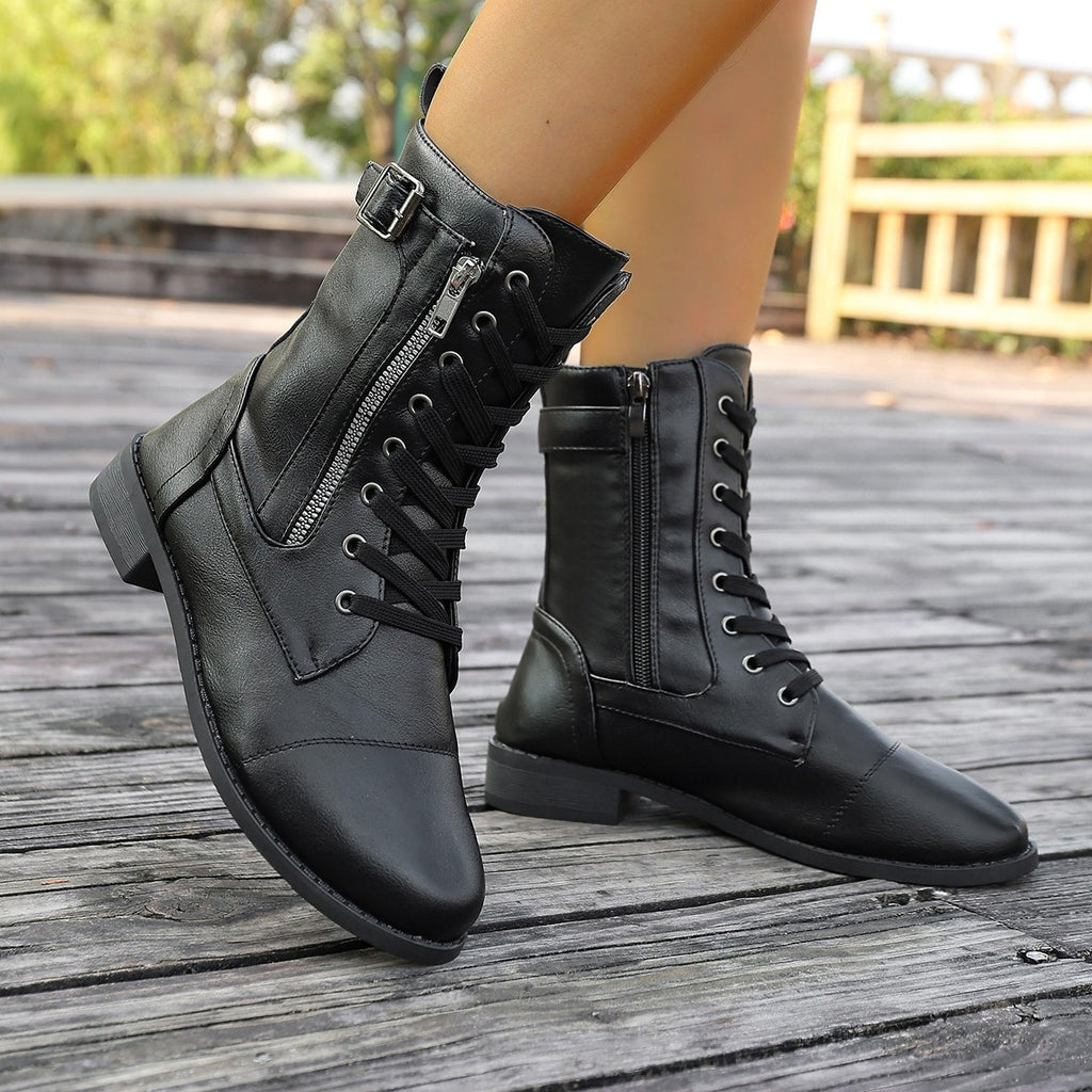 Stiefel mit Seitenschlitz, niedriger Absatz, mid-calf – Bild 10 | LuxeStyle