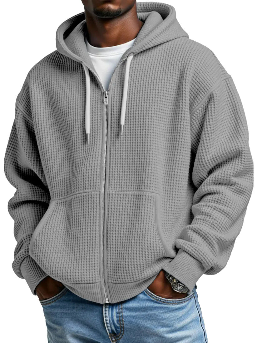 Herren Loose-Fit Kapuzenjacke Waffelpiqué – Bild 3 | LuxeStyle