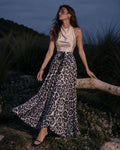 Langes Damen-Leopardenkleid mit elastischem Bund – Ansicht 2