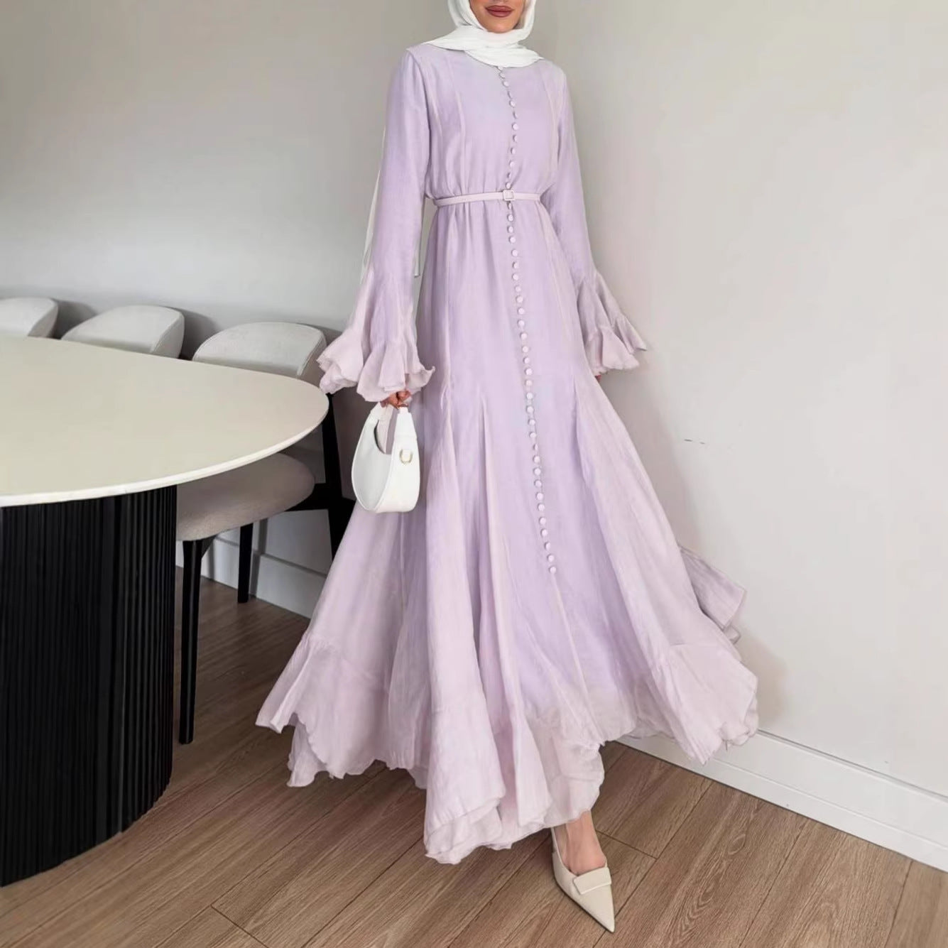 Damen A-Linien Kleid mit ausgestellten Ärmeln