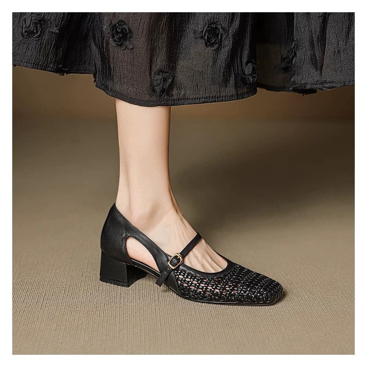 Weißes Quadratto-Toe Sandal mit Einsteckerfessel