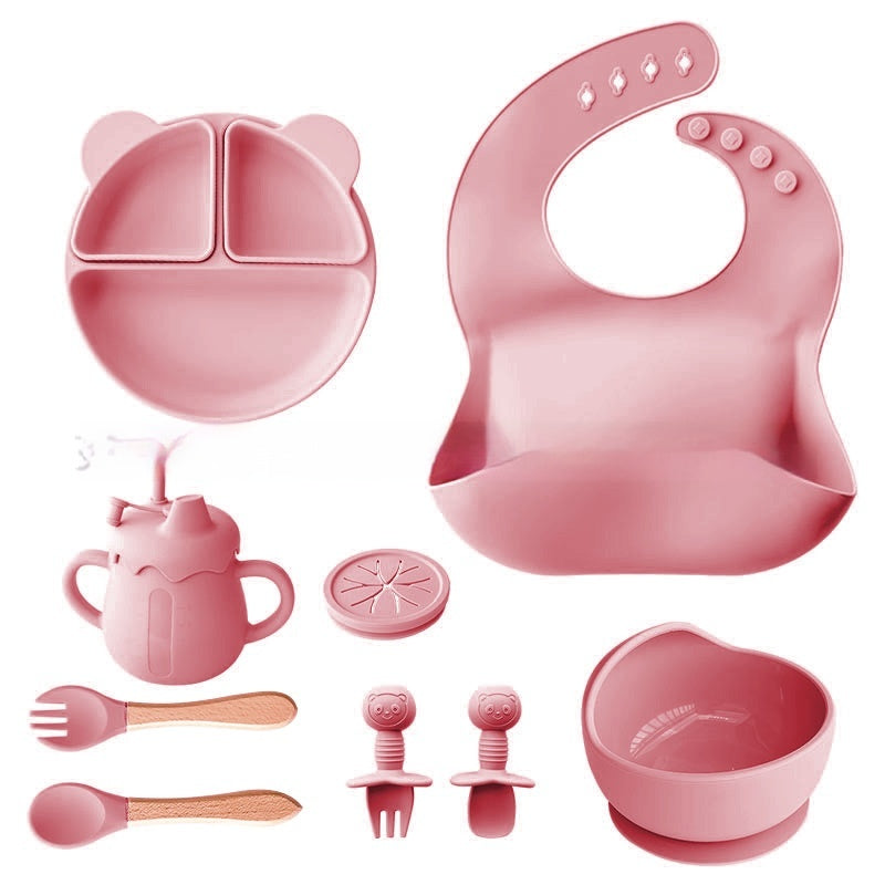 Kindergeschirr-Set aus Silikon, 11-teilig