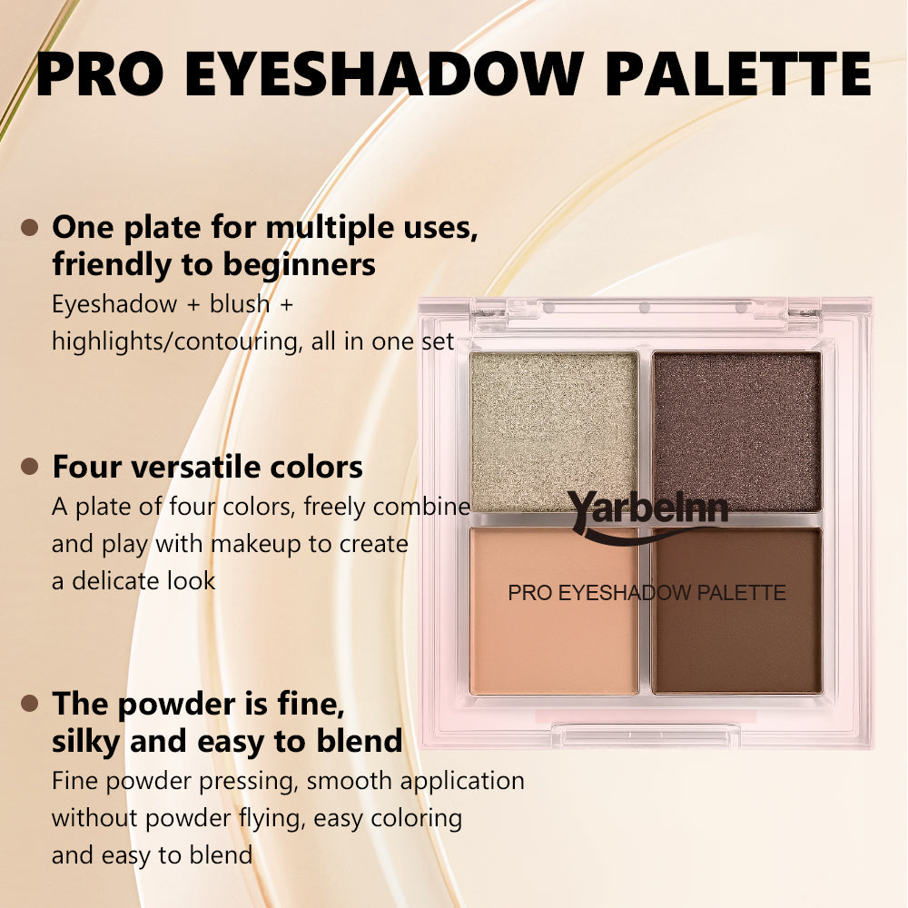 4-Ton Eyeshadowpalette mit Erde-Ton & Traubenfarbe, Multifunktional