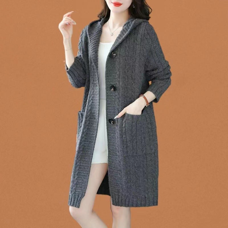 Kapuzen-Strickjacke für Damen