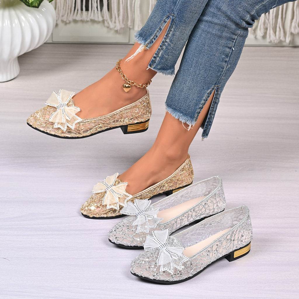 Spitze Mesh-Schuhe mit Schleife – Bild 8 | LuxeStyle