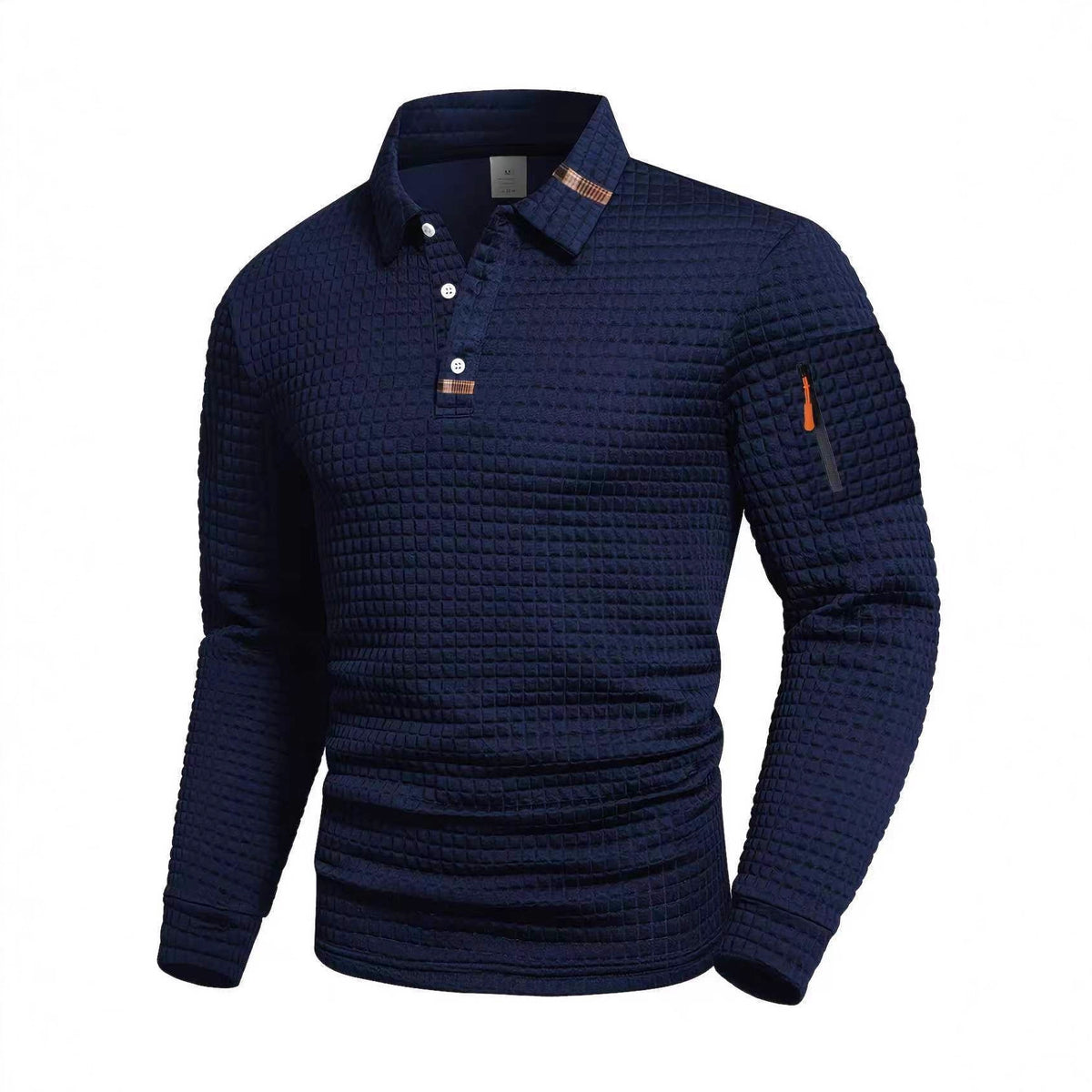 Patchwork Checkerboard Langarm Polo-Shirt Herren – Bild 7 | LuxeStyle
