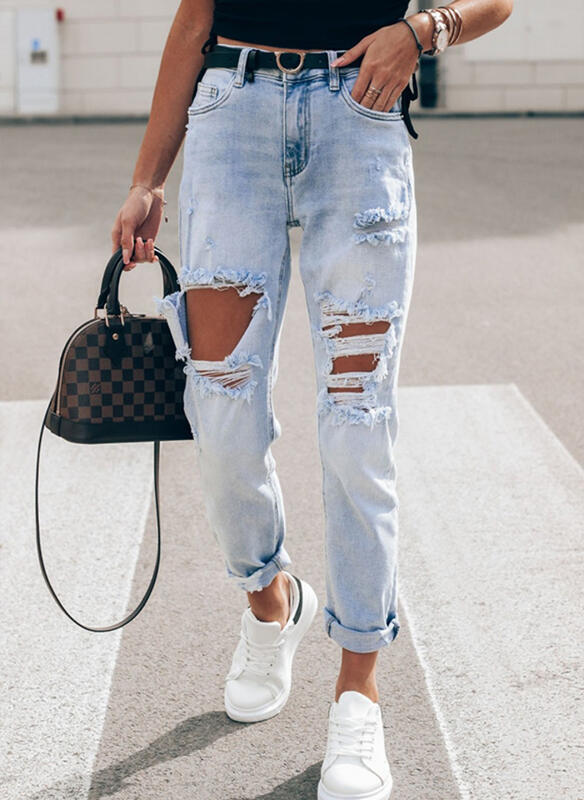 Elegante hellblaue Slim-Fit Jeans für Damen
