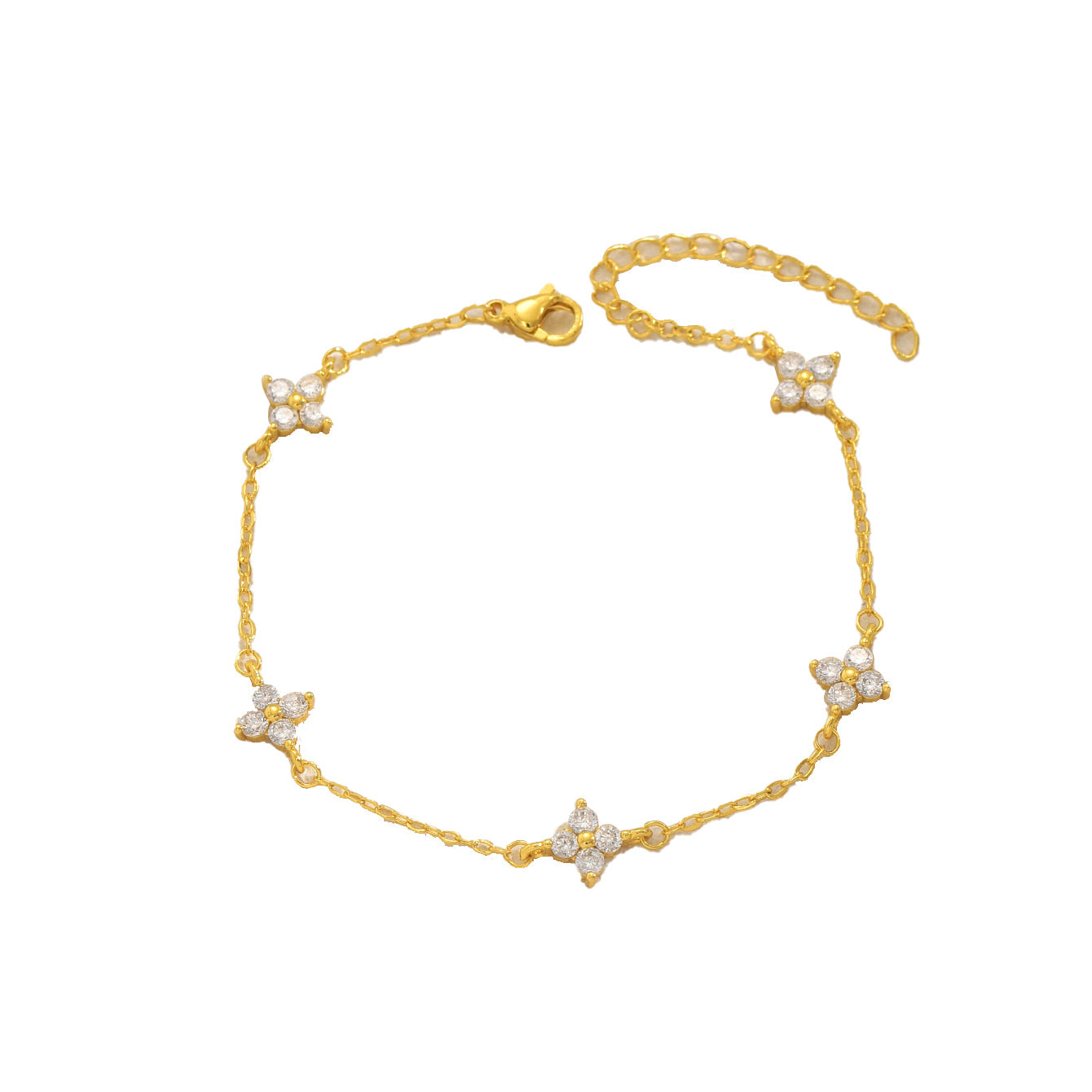 Armband mit geometrischem Vierblatt-Klee und Zirkonia