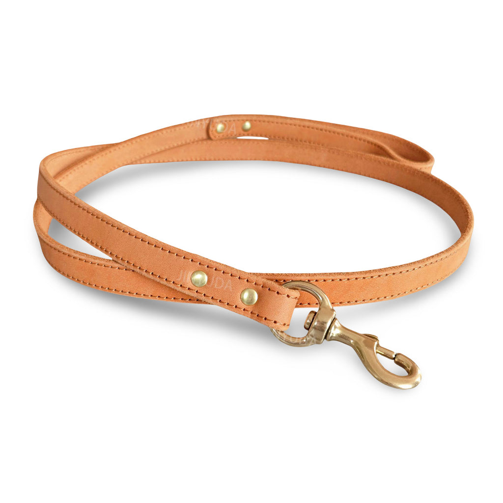 Hunde-Leine aus Vollleder mit Messing-Details