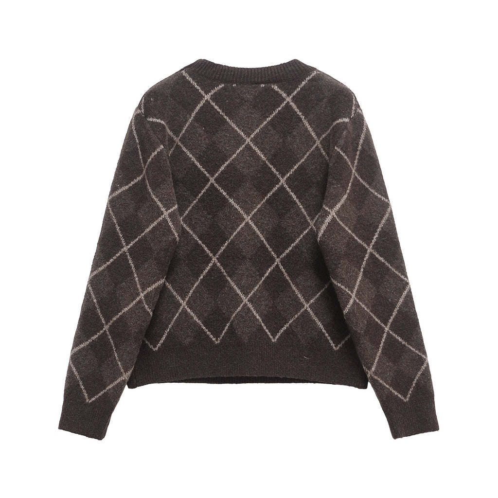 Damen Strickpullover mit Rautenmuster