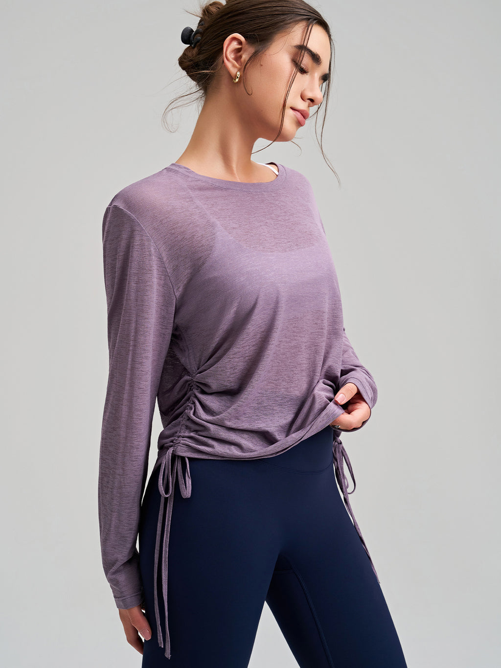 Langarm-Shirt mit Kordelzug für Yoga & Sport – Ansicht 6