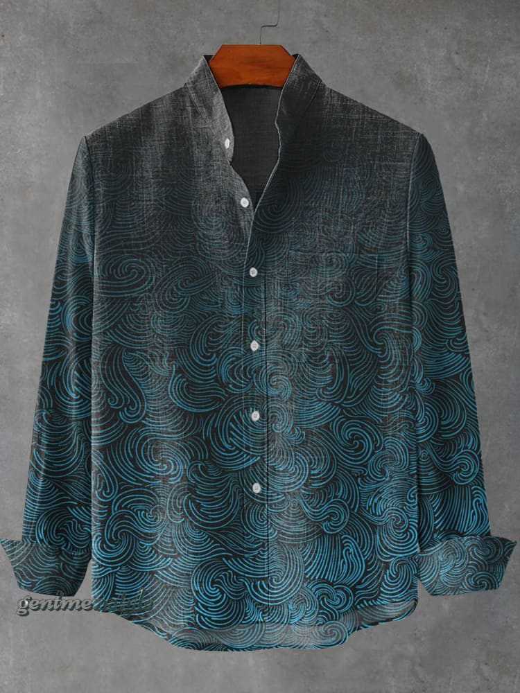 Herren Langarmhemd mit Stehkragen und Streifen – Bild 12 | LuxeStyle