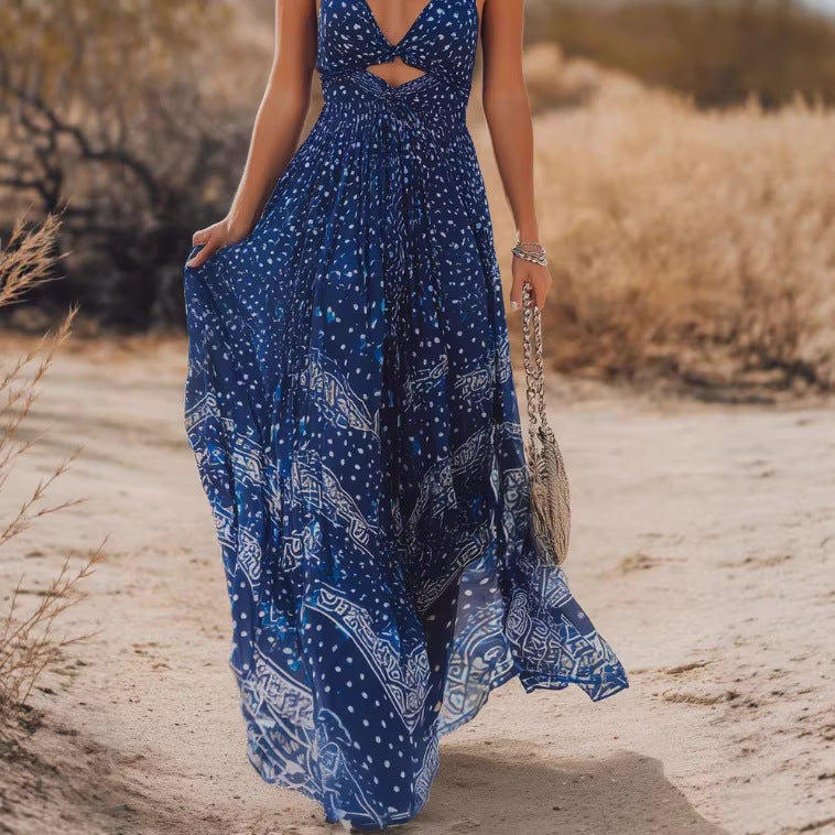 Boho-Maxikleid mit V-Ausschnitt und Blumenprint – Bild 3 | LuxeStyle