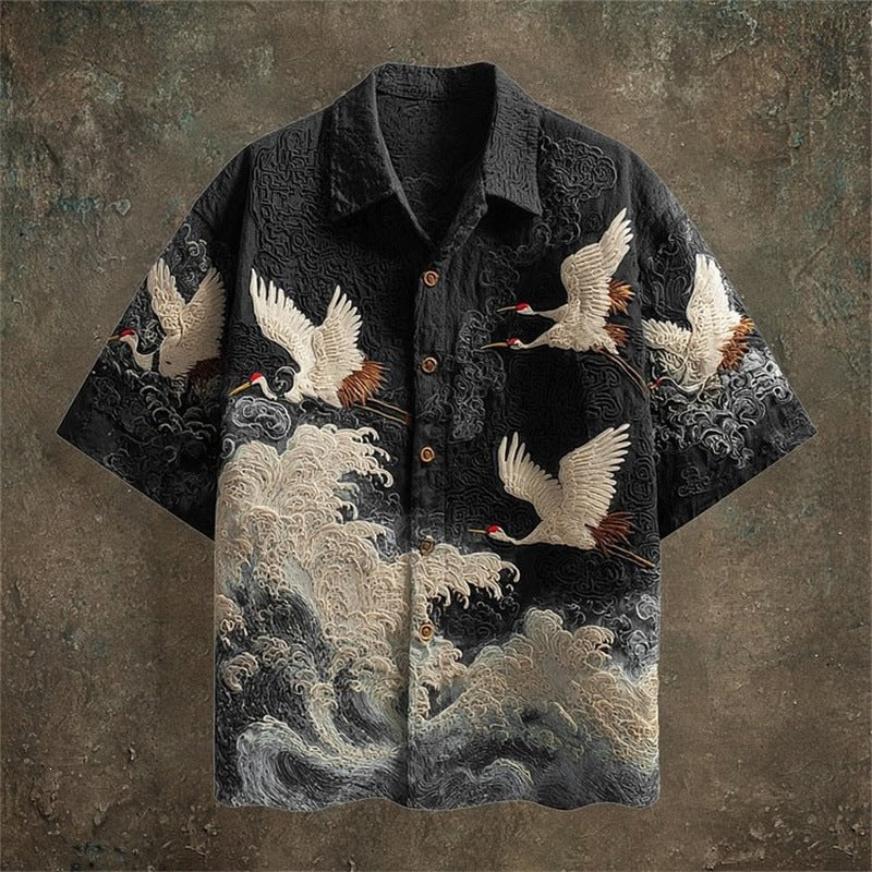 Retro Tribal Kurzarm-Shirt Herren