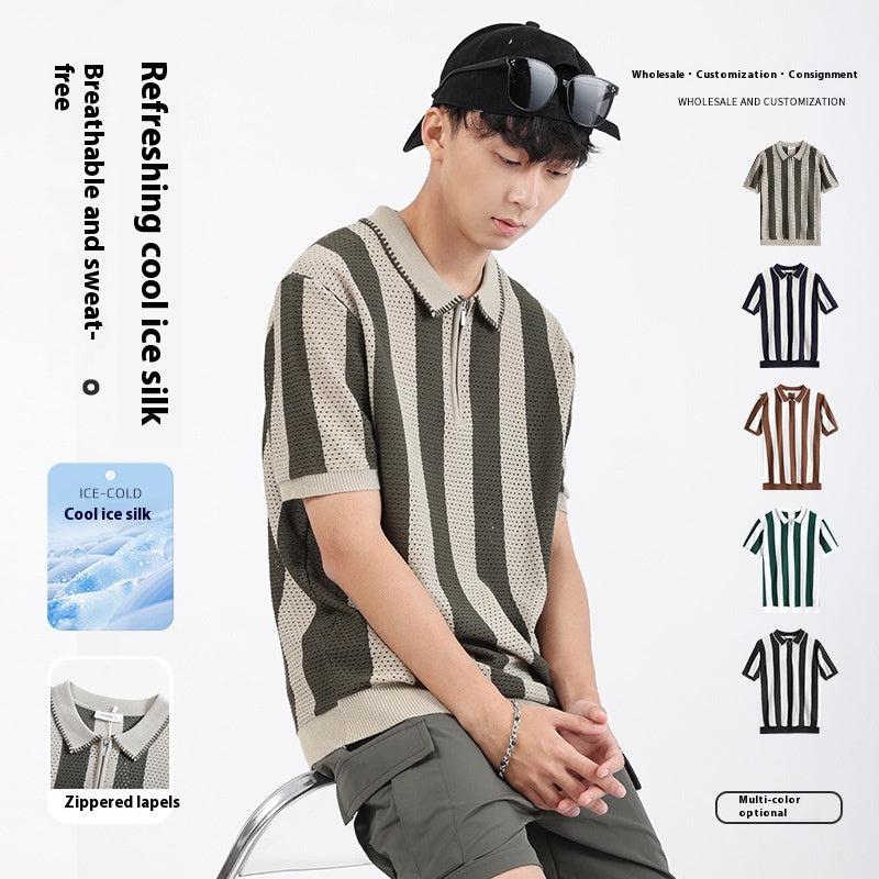 Kurzarm-Pullover aus Eisseide für Herren – Bild 7 | LuxeStyle