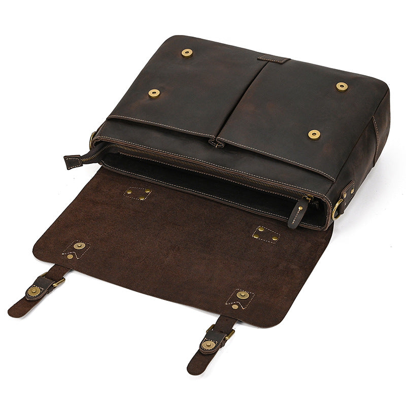 Retro Aktentasche aus Crazy Horse Leder – Bild 3 | LuxeStyle