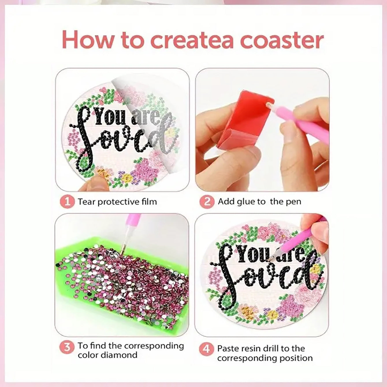 DIY Diamantmaler Coaster-Set für Anfänger