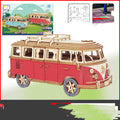 Holz 3D-Puzzle – Camper-Rot | LuxeStyle