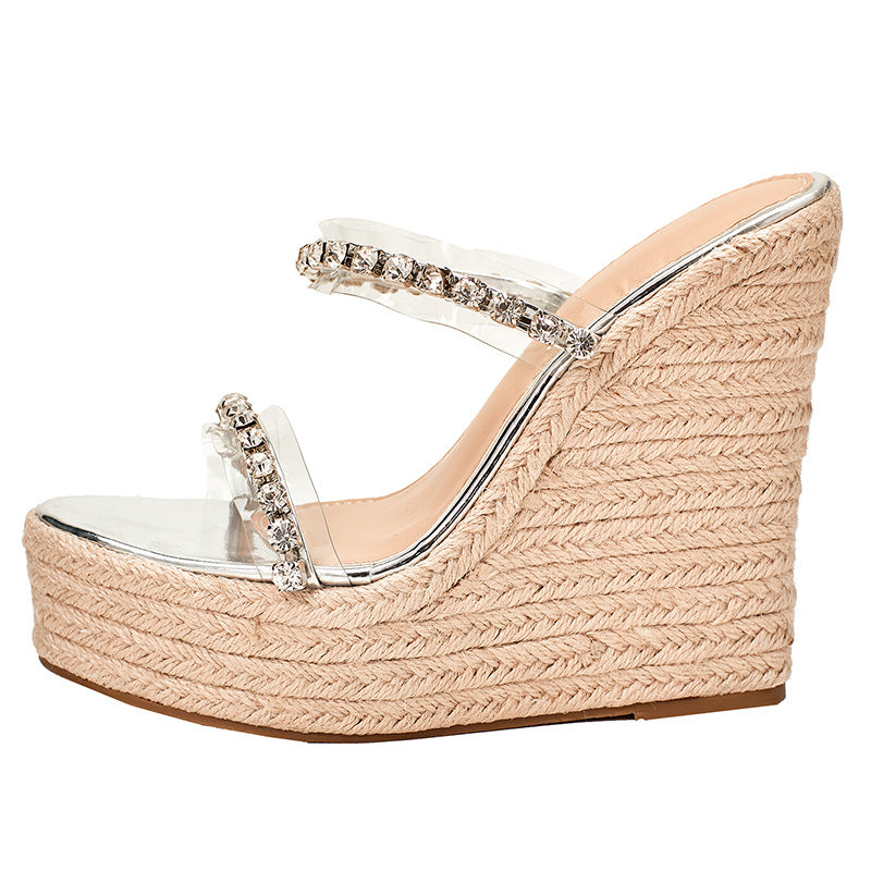 Hemp-Muffin-Plattform-Sandalen mit Rhabarber-Bänder – Bild 3 | LuxeStyle