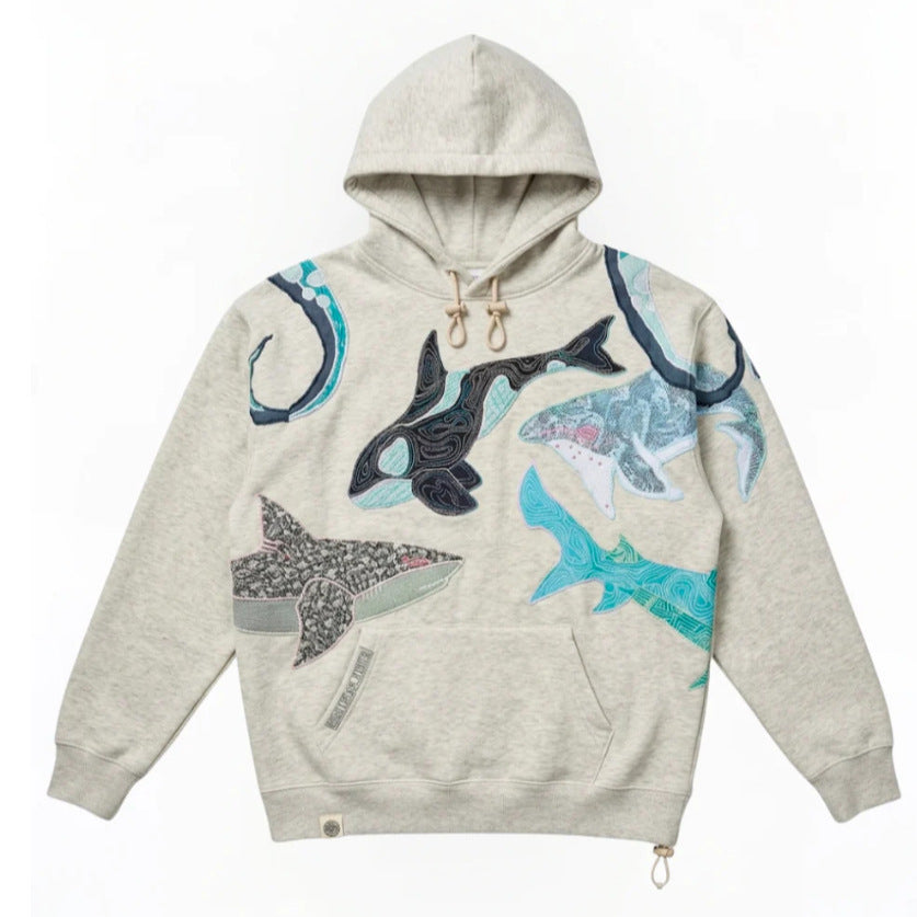 Kapuzen-Sweatshirt mit Krakenmuster und Fleecefutter