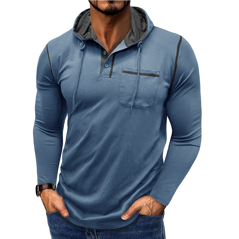 Herren Langarmshirt Henley mit Kapuze – Bild 6 | LuxeStyle