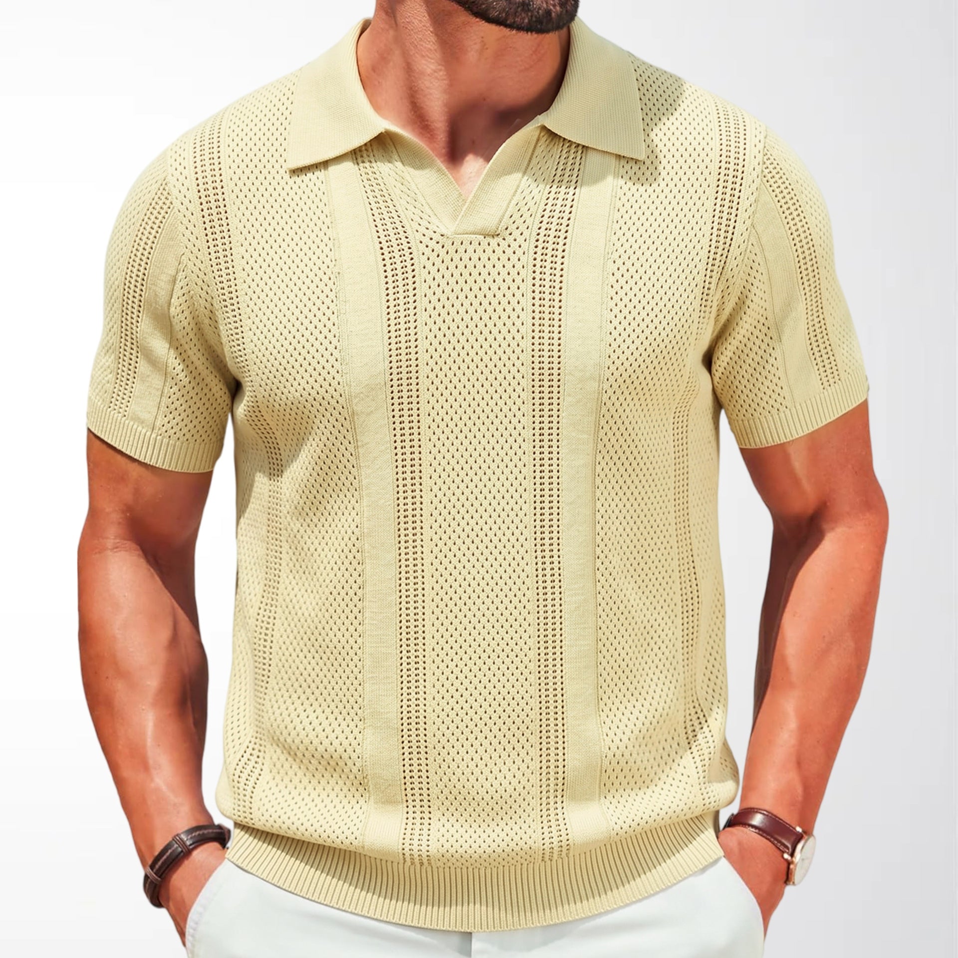 Herren Strick-Polo Lido