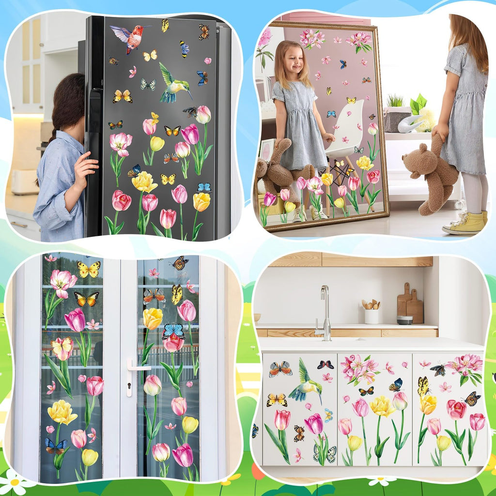 Frühlingshafte Fensterbilder, selbstklebend