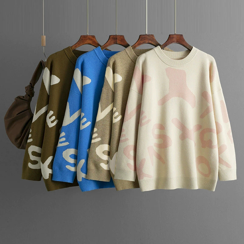 Mid-Length Jacquard Pullover für Damen