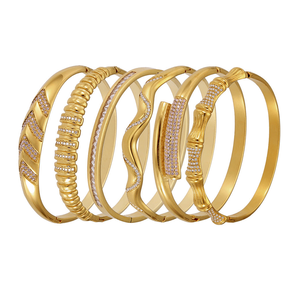 Armreif mit geometrischen Zirkonia-Akzenten – Bild 18 | LuxeStyle
