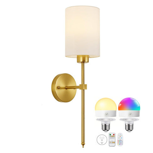 Zylindrische RGB Wandleuchte mit Stoffschirm – Bild 6 | LuxeStyle