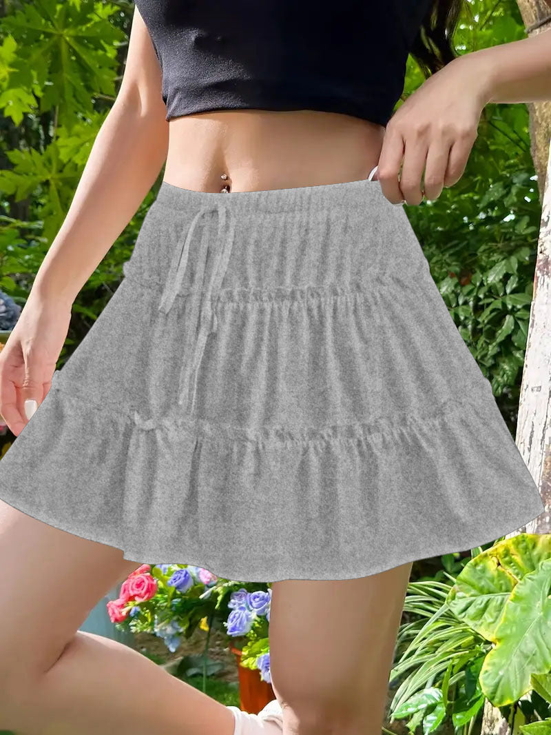High Waist Minirock mit Rüschen und Innenfutter