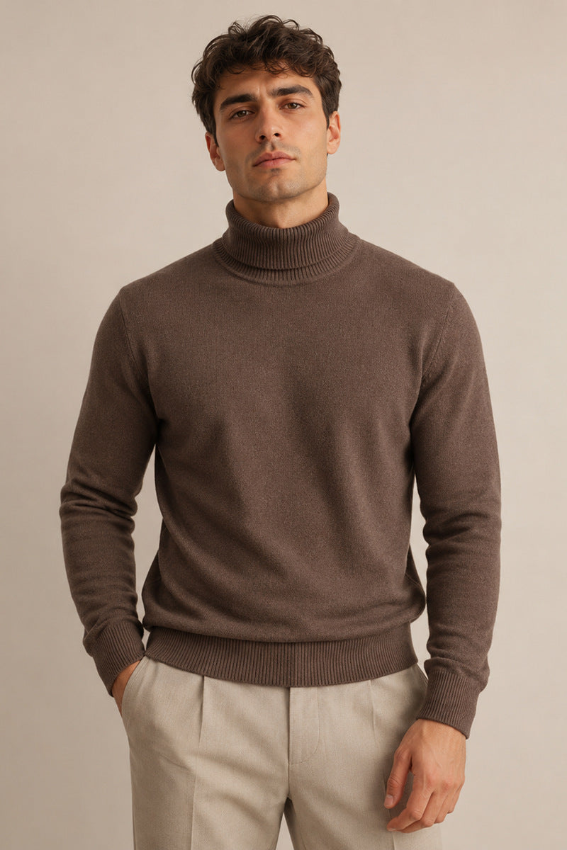 Herren-High-Neck-Longsleeve Winterpullover