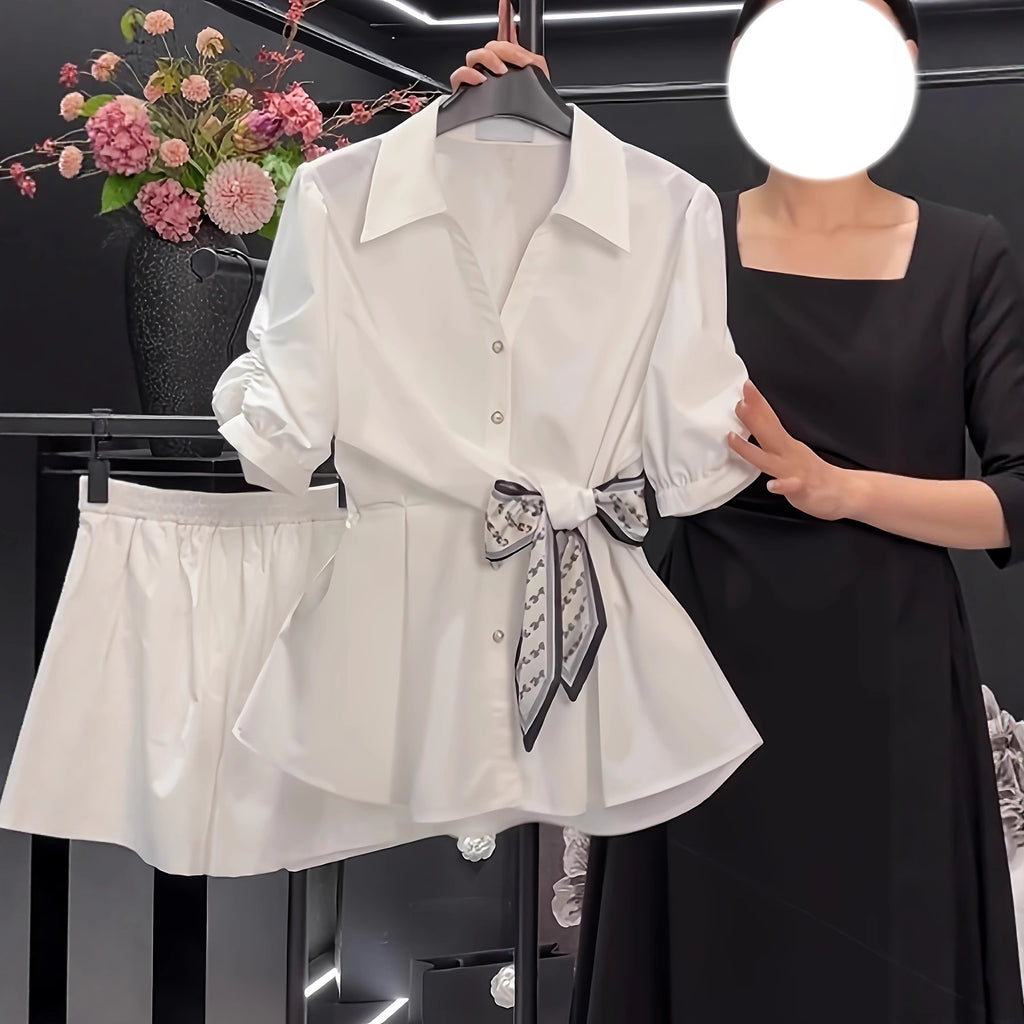 Kurzarm-Top mit Taillenbetonung – Bild 1 | LuxeStyle