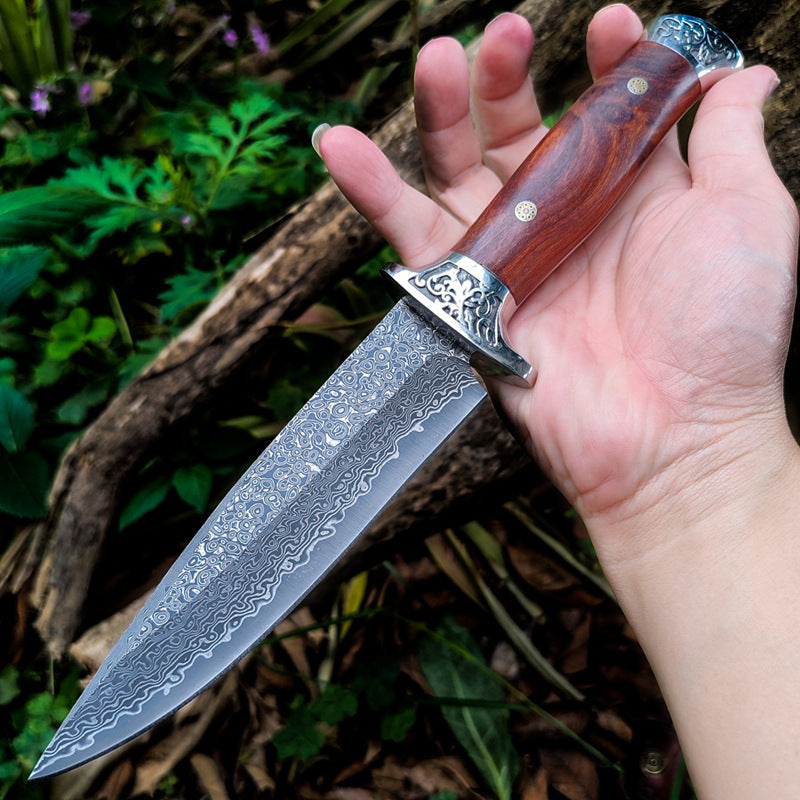 Damast Survival-Messer mit Lederscheide – Ansicht 5