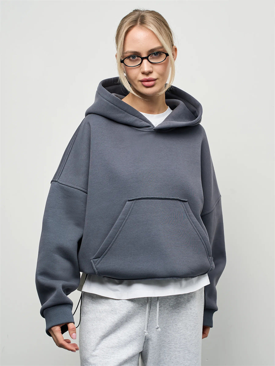 Kapuzen-Pullover mit langen Ärmeln & Taschen