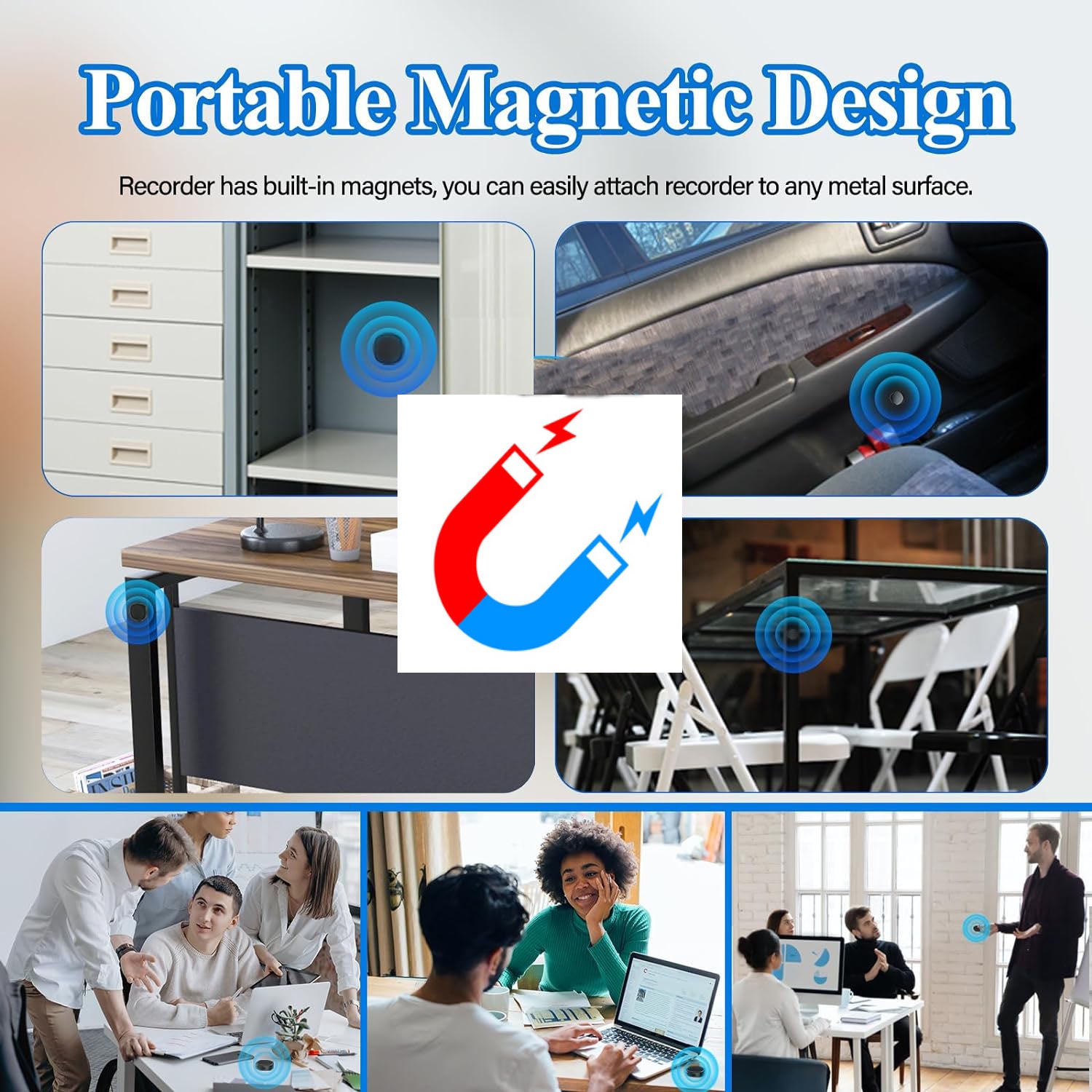 Magnetischer Digitaler Diktierer mit AI-Rauschunterdrückung – Ansicht 6