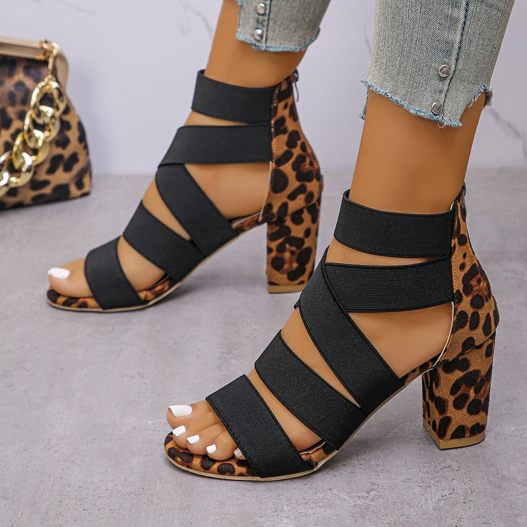 Leopard-Print Sandalen mit hohem Absatz
