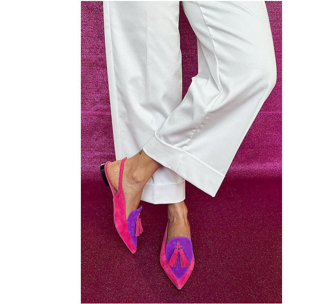 Slingback Sandalen mit spitzem Zeh und niedrigem Absatz – Bild 1 | LuxeStyle
