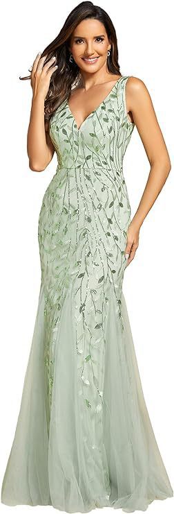 Formelles Paillettenkleid mit Doppel-V-Halsausschnitt – Bild 12 | LuxeStyle