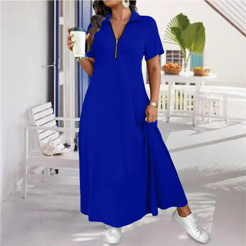 Einfaches Kurzarm-Kleid mit Reissverschluss