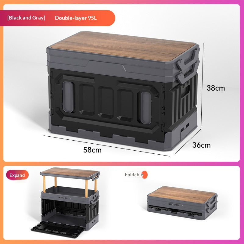 Faltbare Outdoor-Box mit Holzdeckel