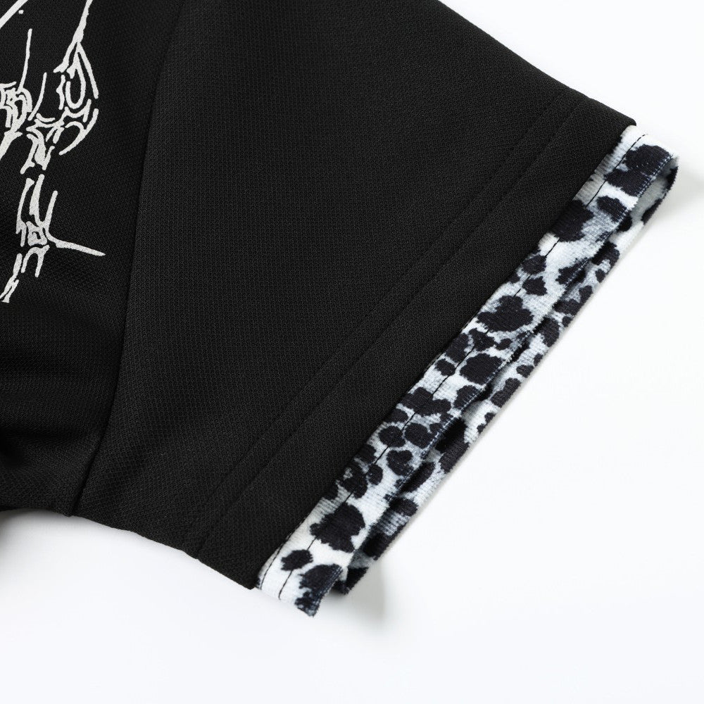 Leopard-Print Graffiti-T-Shirt Herren Kurzarm