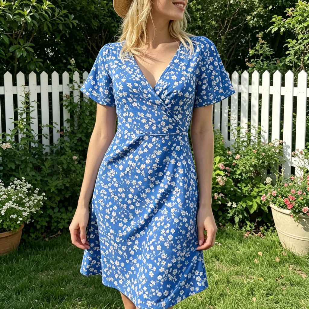Florales V-Ausschnitt Minikleid – Bild 8 | LuxeStyle
