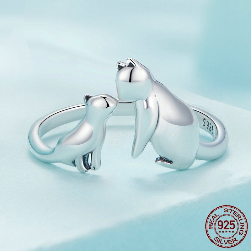 S925 Sterling Silber Katzenring, verstellbar – Bild 4 | LuxeStyle