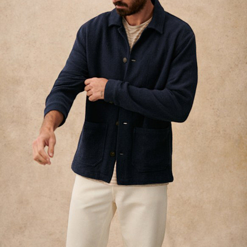 Herren-Kardigan, navyblau, Knitted