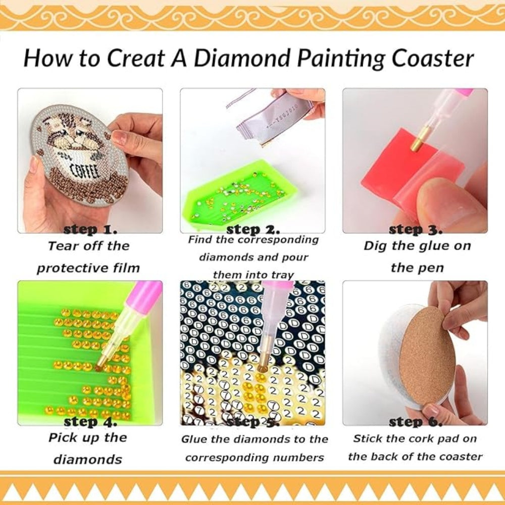 DIY-Diamantmalerei Untersetzer · Pfoten-Motiv