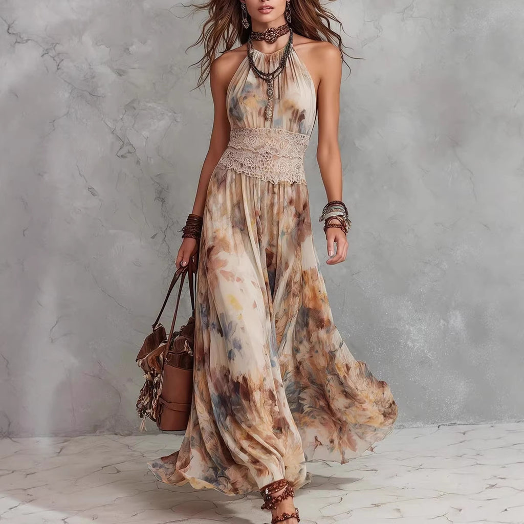 Damen Midikleid mit Blumenmuster und Taillengürtel – Bild 3 | LuxeStyle