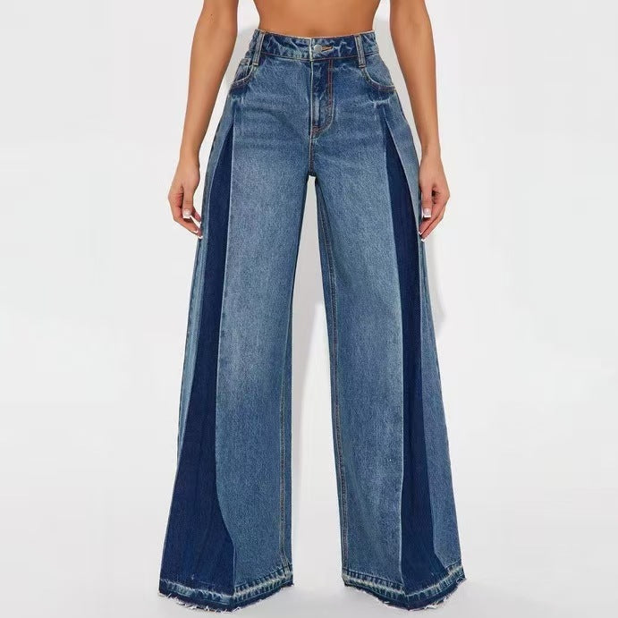 Kontrastfarbige Stretch-Jeans