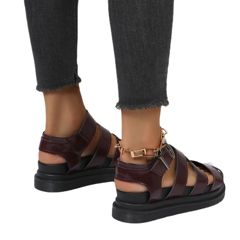 Römer Sandalen mit offener Spitze und Schnalle – Bild 13 | LuxeStyle